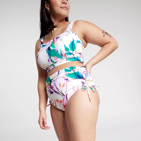 NWT CALIA Women's High Waisted Ruched Side Tie Swim Bottoms - Picture 4 of 12